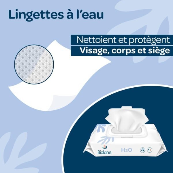 BIOLANE - Lingettes bébé à l'eau - 450 Lingettes - Lot de 6x75 - Nettoyage doux et efficace – Image 3