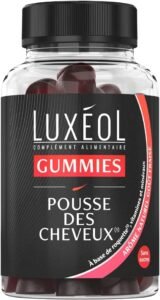 LUXÉOL - Gummies Pousse Cheveux - Stimulation Bulbe - Goût Fraise - 60 Gummies