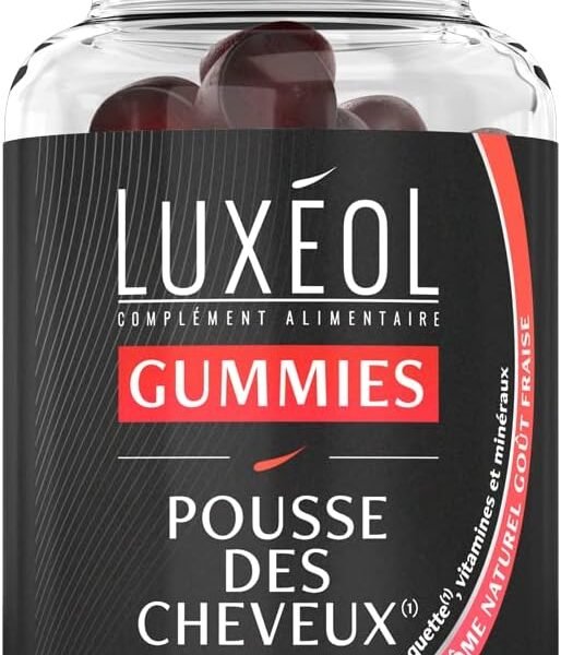 LUXÉOL - Gummies Pousse Cheveux - Stimulation Bulbe - Goût Fraise - 60 Gummies, vue 1