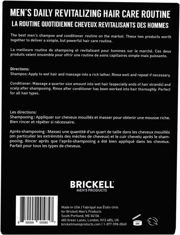 Brickell Men's Routine de Soins Capillaires Revitalisants, Shampooing à L'huile de Menthe et de Tee Tree Naturel et Bio – Image 3