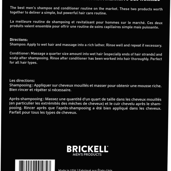 Brickell Men's Routine de Soins Capillaires Revitalisants, Shampooing à L'huile de Menthe et de Tee Tree Naturel et Bio, vue 3