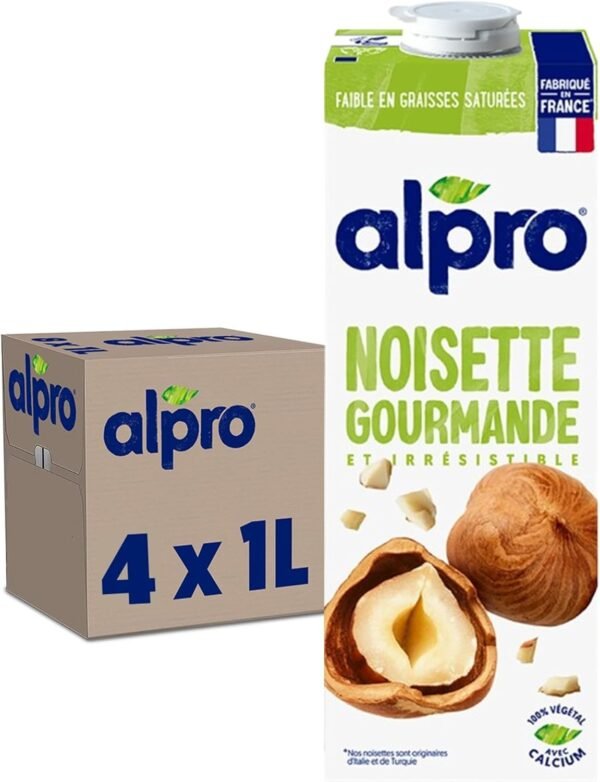 Alpro - Boisson Végétale - Noisette - 1L - Lot de 4x1L