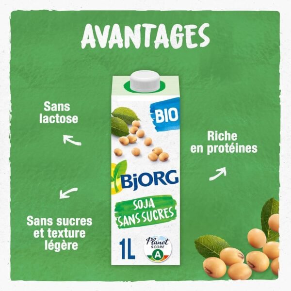 BJORG - Boisson Soja Sans Sucres Bio - Riche en Protéines - 1L x6 – Image 2