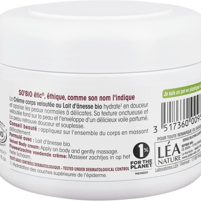 So'Bio étic - Crème veloutée nourrissante corps - Peau normale et Peau sèche - Certifié Cosmebio - 200 ml, vue 2