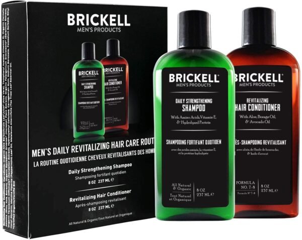 Brickell Men's Routine de Soins Capillaires Revitalisants, Shampooing à L'huile de Menthe et de Tee Tree Naturel et Bio