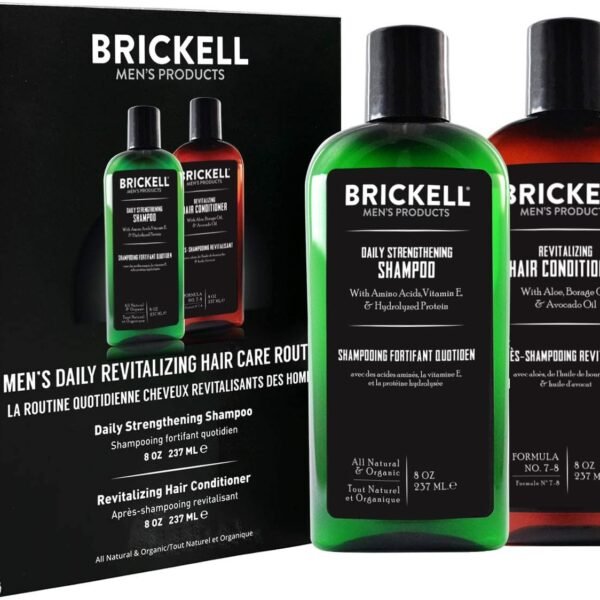 Brickell Men's Routine de Soins Capillaires Revitalisants, Shampooing à L'huile de Menthe et de Tee Tree Naturel et Bio, vue 1