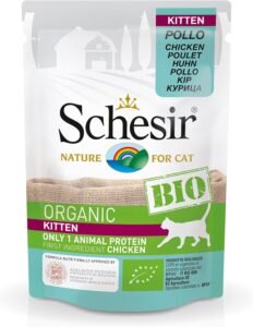 Schesir Cat Bio Kitten Monoprotéine Poulet Nourriture Humide pour Chatons 16 sachets x 85 g