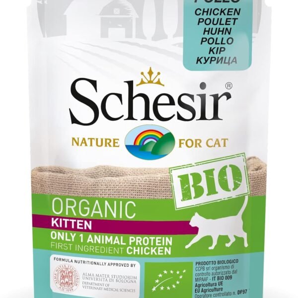 Schesir Cat Bio Kitten Monoprotéine Poulet Nourriture Humide pour Chatons 16 sachets x 85 g, vue 1