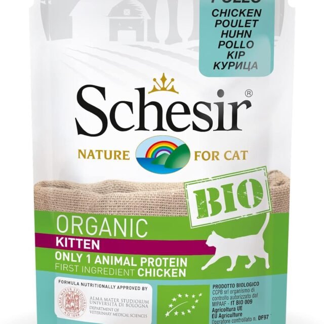 Schesir Cat Bio Kitten Monoprotéine Poulet Nourriture Humide pour Chatons 16 sachets x 85 g