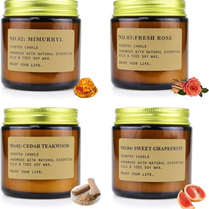 Ensemble Cadeau 4 Pcs Bougies Parfumée 100% en Cire De Soja Naturelle, vue 2