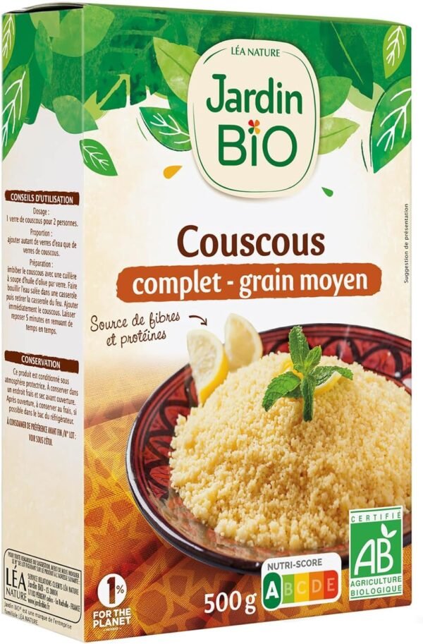 Jardin BiO étic - Couscous Complet Bio - Grain Moyen - 500g – Image 5