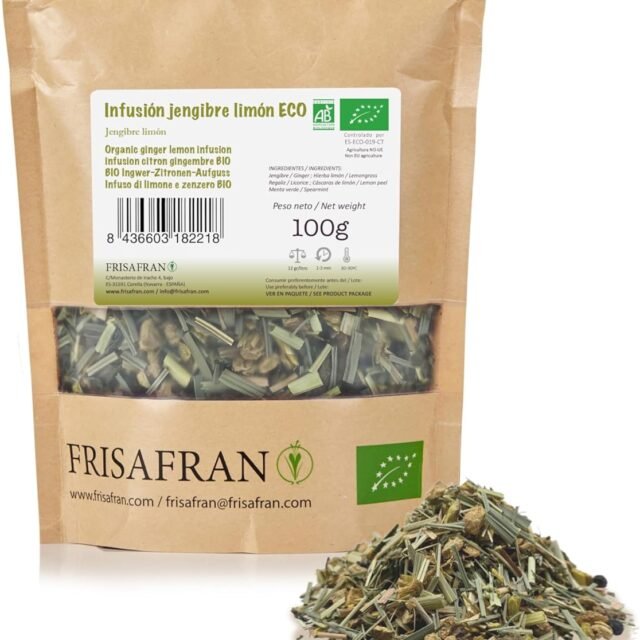 FRISAFRAN | Infusion Gingembre et Citron Bio 100g | Anti-inflammatoire et Antioxydant