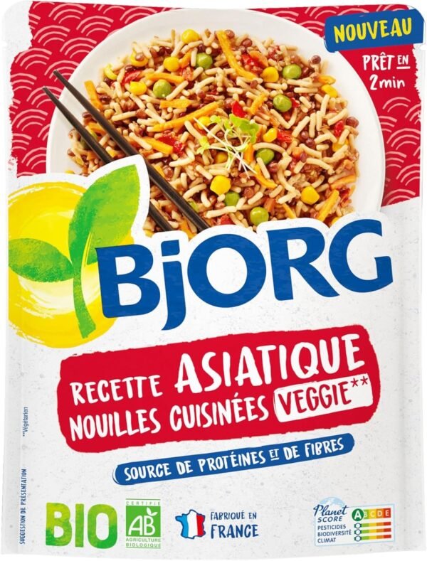 BJORG - Nouilles Asiatiques Veggie Bio - Plat Végétarien - Source de Protéines - 250g – Image 2