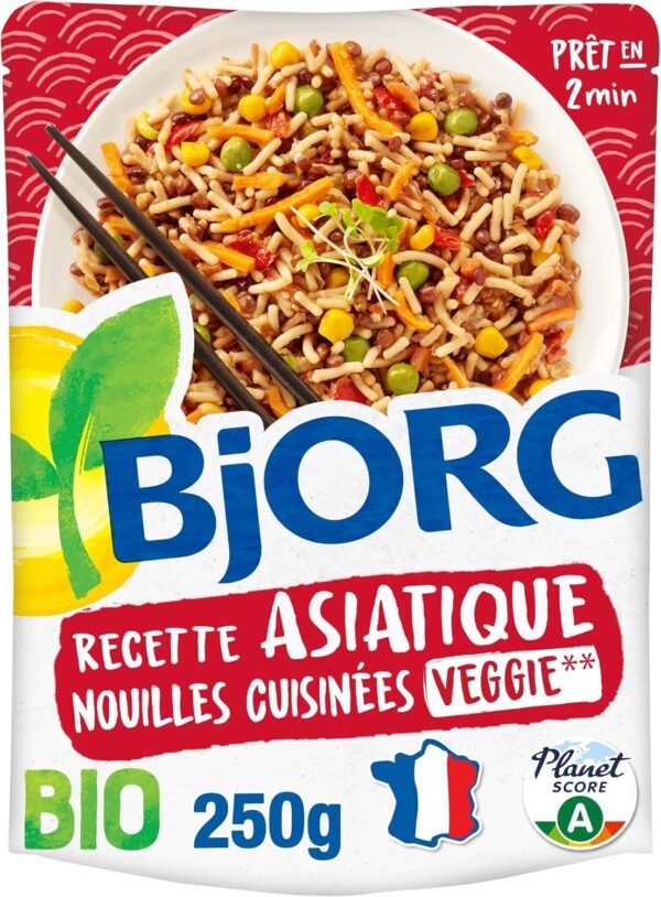 BJORG - Nouilles Asiatiques Veggie Bio - Plat Végétarien - Source de Protéines - 250g