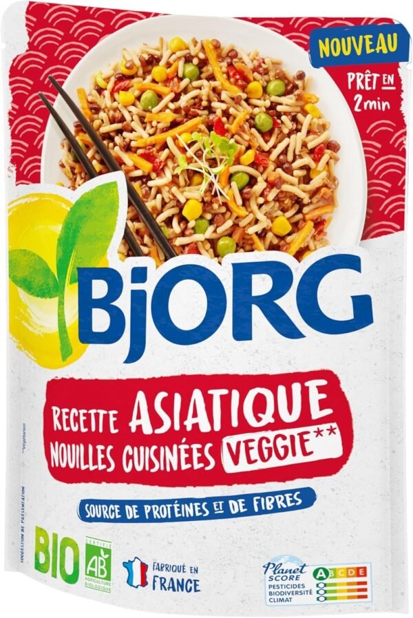 BJORG - Nouilles Asiatiques Veggie Bio - Plat Végétarien - Source de Protéines - 250g – Image 3