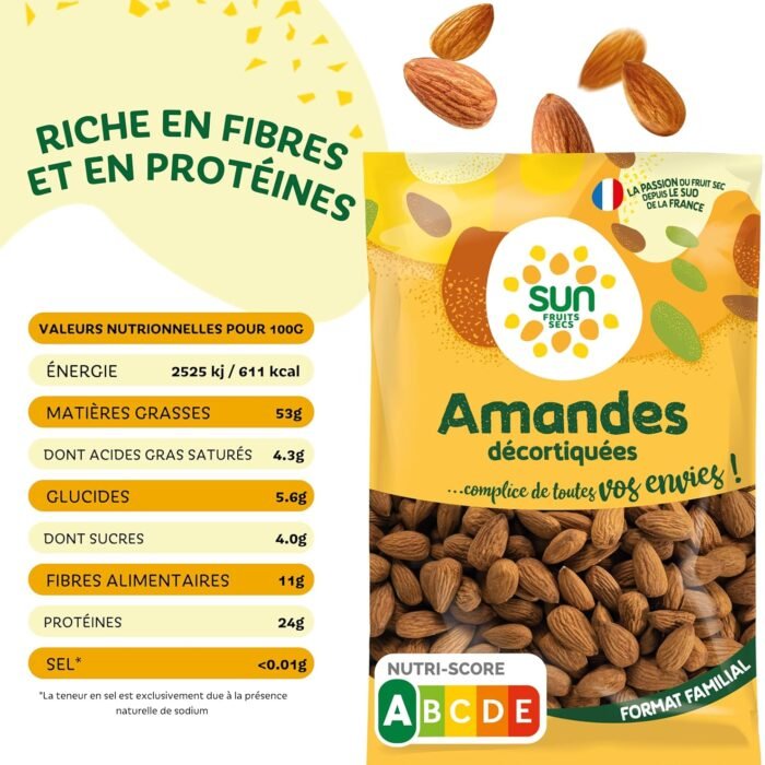 SUN - Amandes Décortiquées Naturelles - 500g, vue 2