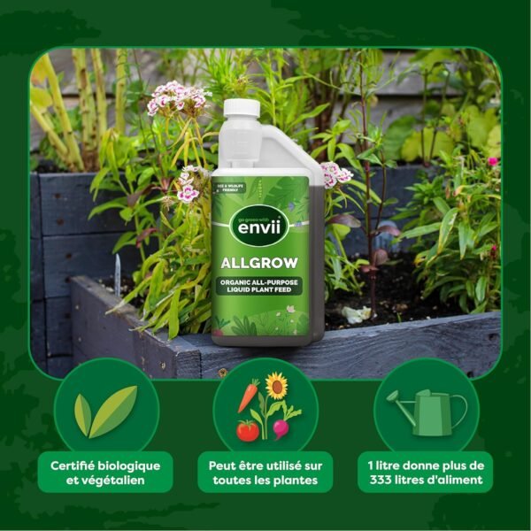 Envii Allgrow - Engrais Universel Bio - Engrais Liquide pour Plantes d'extérieur - 1 litre donne 330 litres – Image 5