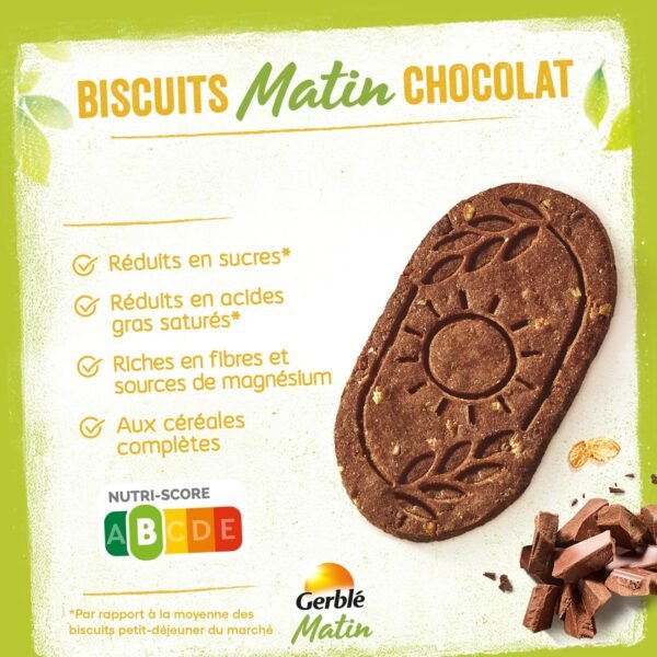 Gerblé Biscuits Matin Chocolat - Céréales Complètes - Réduits en Sucres - 200g – Image 2