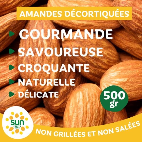 SUN - Amandes Décortiquées Naturelles - 500g – Image 3