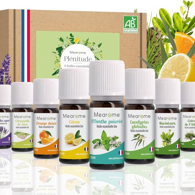 Coffret 8 x 10 ml Huiles Essentielles BIO distillées en FRANCE | Mearome