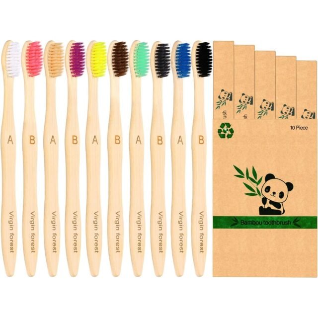 Brosses à dents en bambou, lot de 10