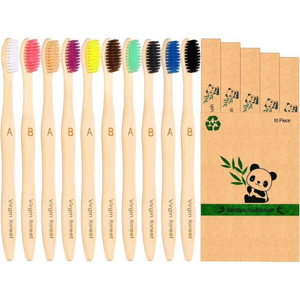 Brosses à dents en bambou, lot de 10