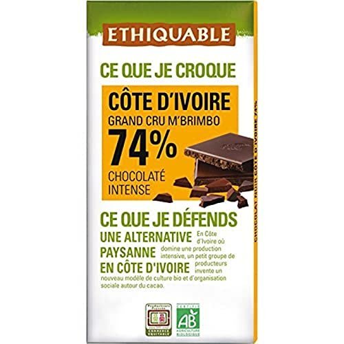 Ethiquable - Chocolat noir 74 % Côte d&rsquo;Ivoire bio
