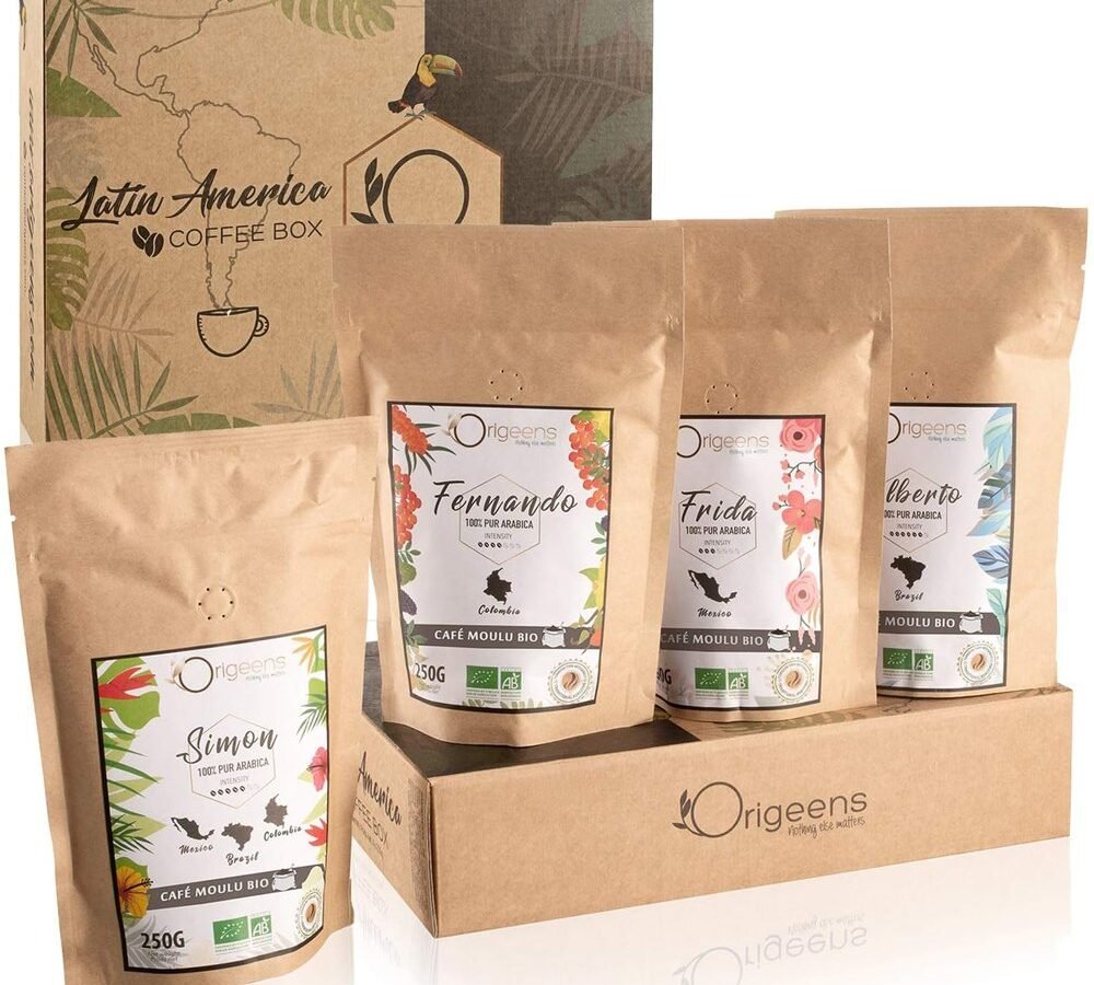 Origeens - Coffret découverte café moulu bio 4 x 250 g