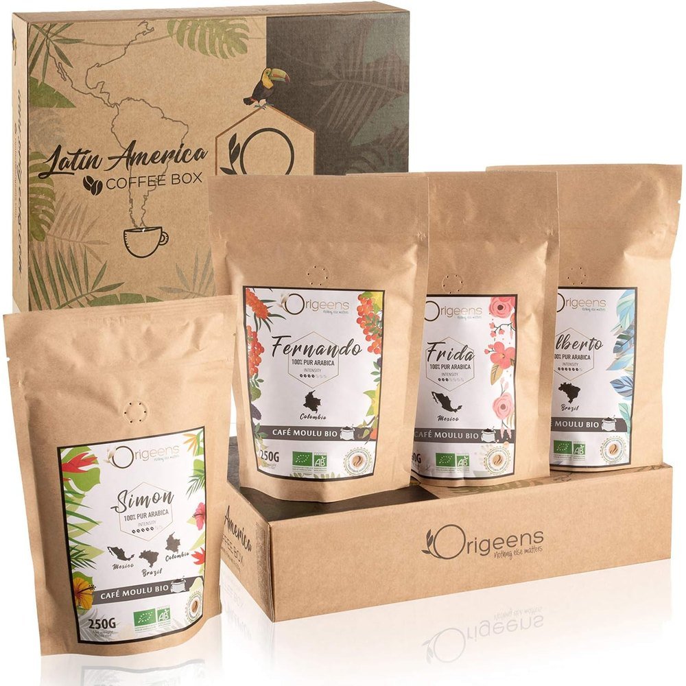 Origeens - Coffret découverte café moulu bio 4 x 250 g